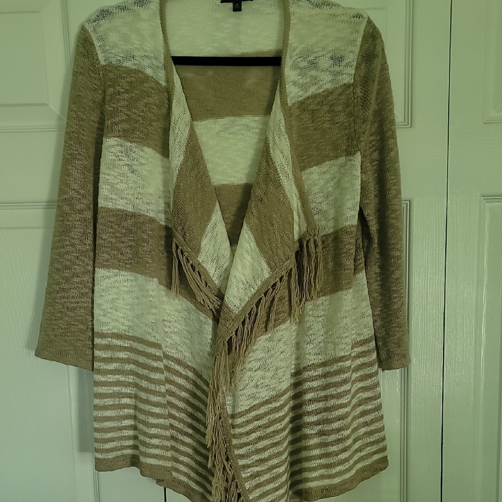 Cupio Beige and White Striped Cardigan